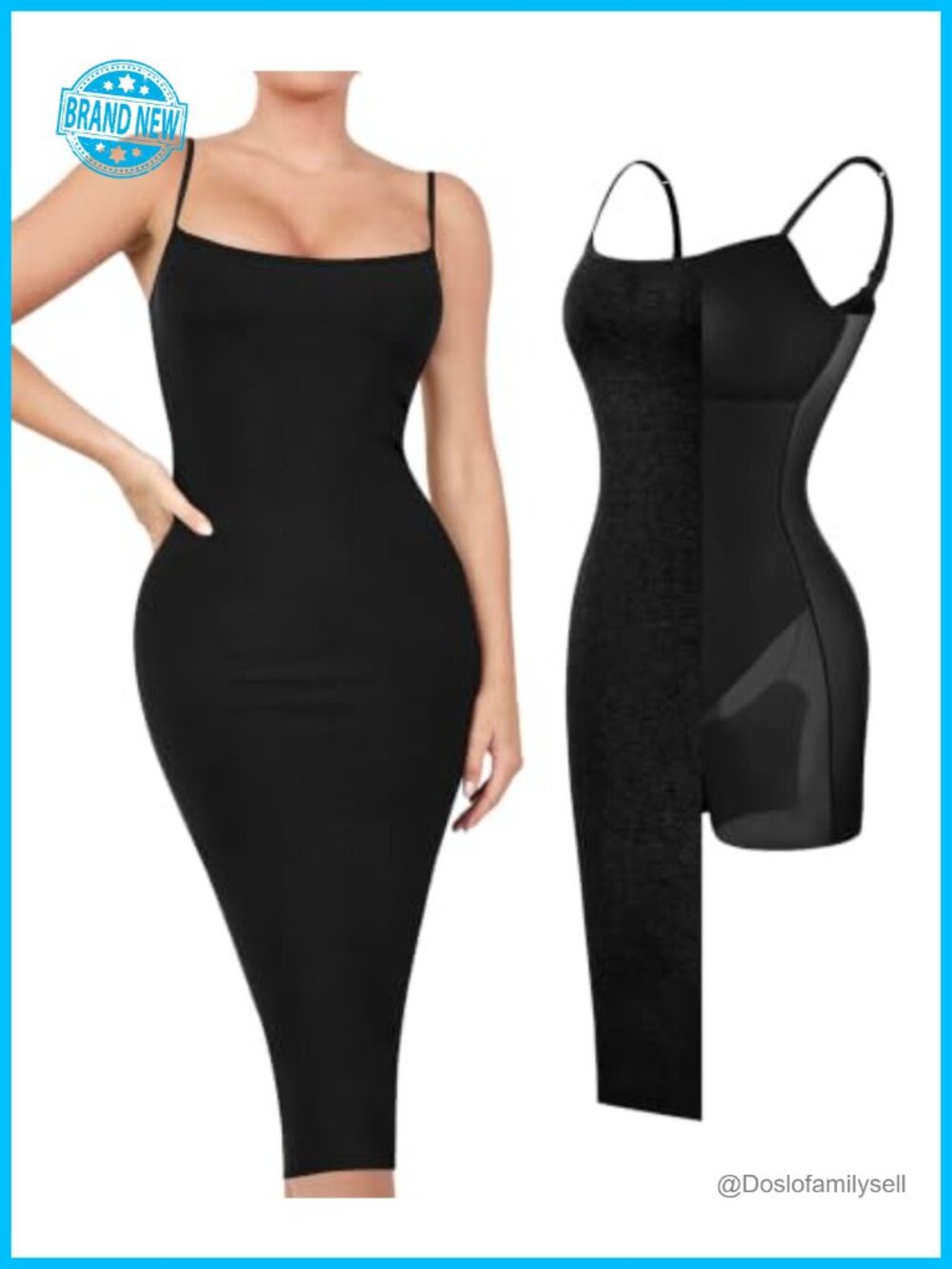 Popilush Bodycon Midi Dress Builtin Shapewear Bra Modal Spandex